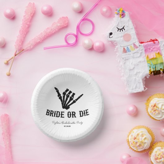 Rockstar Skeleton Junggeselinnen-Abschied überbrüc Pappteller (Party)