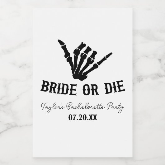 Rockstar Skeleton Junggeselinnen-Abschied überbrüc Weinetikett (Einzelnes Label)