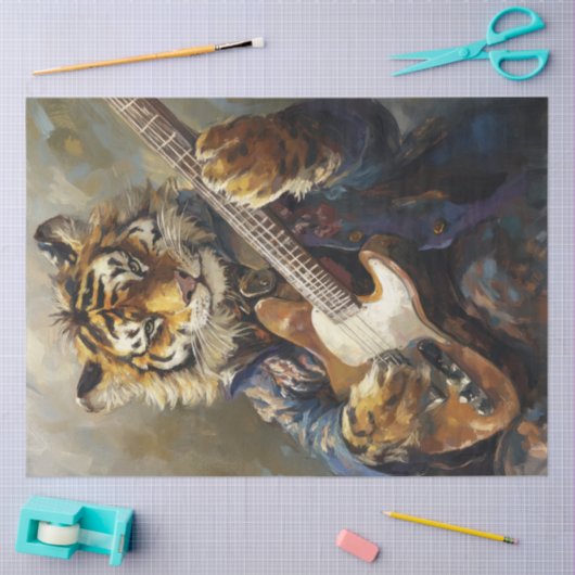 Rockstar Tiger Animal Art Decoupage Seidenpapier (Basteln)