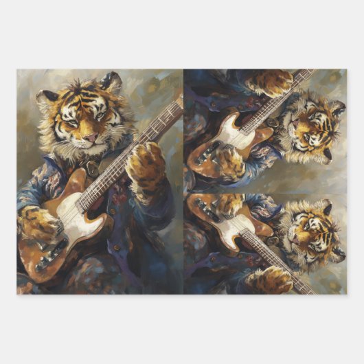 Rockstar Tiger Fun Animal Decoupage Paper Geschenkpapier Set (Vorderseite 3)