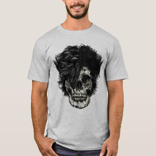 Rockstar-Totenschädel mit wildem Haar T-Shirt