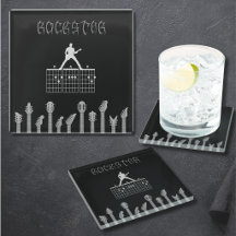 Rockstar-Vater-Gitarrenakkord-Musiker-Glas-Unterla