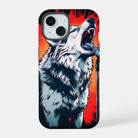 Rockstar Wolfie iPhone 15 Hülle (Rückseite)