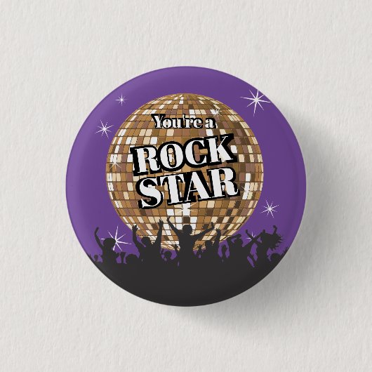 Rockstardiscoballangestellt-Ansehen-Preisknopf Button (Vorderseite)