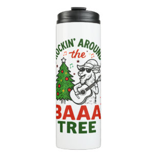 Rockt um den Baum mit einer coolen Weihnachtsziege Thermosbecher