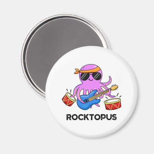 Rocktopus Funny Rock Band Octopus Pub Magnet (Vorderseite/Rückseite)