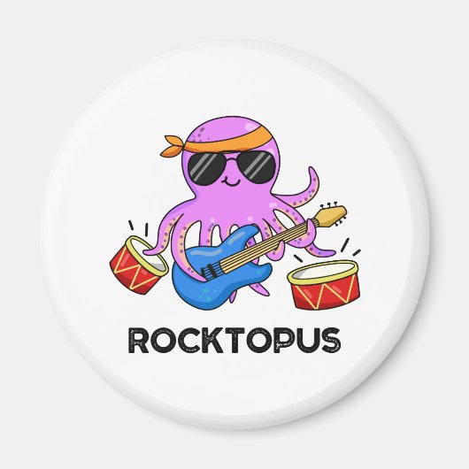 Rocktopus Funny Rock Band Octopus Pub Magnet (Vorne)