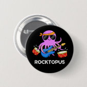 Rocktopus Funny Rock Band Octopus Puck Dark BG Button (Vorne & Hinten)