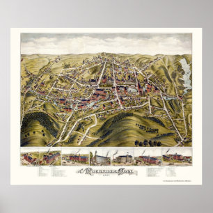 Rockville, panoramische Karte CT - 1877 Poster