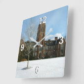 Rockwell im Winter in der Grove City Uni Quadratische Wanduhr (Winkel)