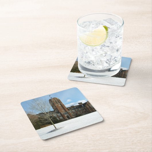 Rockwell im Winter in der Grove City Uni Rechteckiger Pappuntersetzer (Vor Ort)