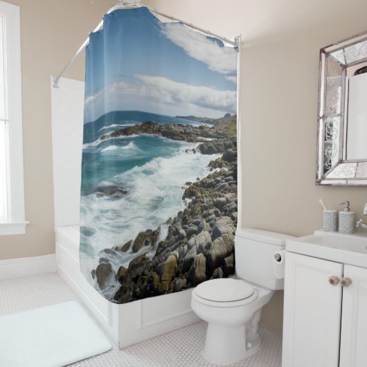 Rocky Beach Cove Ocean Waves Themed Dusche Vorhang (Beispiel)