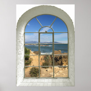 Rocky Beach Ocean View Kurven Fake Fenster Poster
