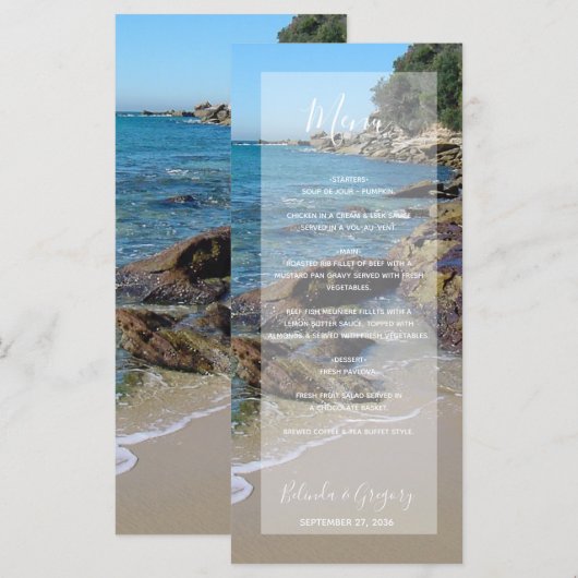 Rocky Beach Wedding Menu Menükarte (Vorne/Hinten)