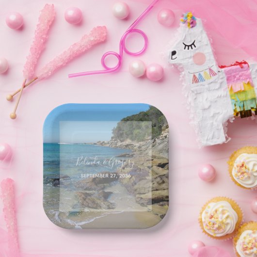 Rocky Beach Wedding Pappteller (Party)