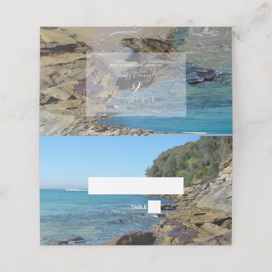 Rocky Beach Wedding Platzkarte (Außenseite Aufgefaltet)