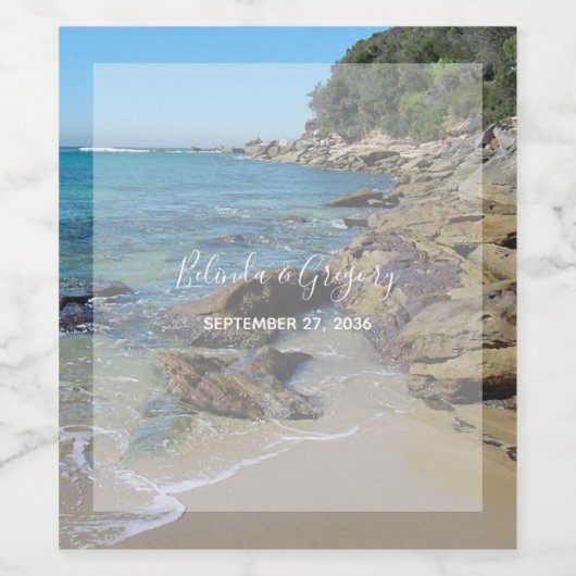 Rocky Beach Wedding Weinetikett (Einzelnes Label)