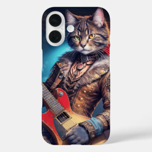 Rocky Cat spielt E-Gitarre auf der Bühne iPhone 16 Hülle