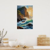 Rocky Cliff und der Roaring Ocean Poster (Küche)