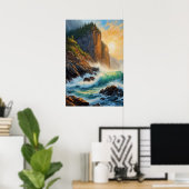 Rocky Cliff und der Roaring Ocean Poster (Heimbüro)