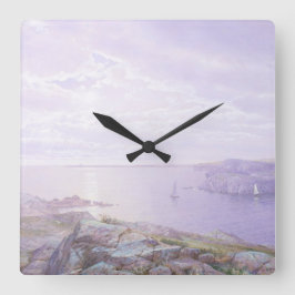 Rocky Cove Fine Art Watercolor Seascape Quadratische Wanduhr