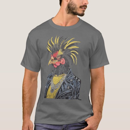 Rocky der Hahn Retro T-Shirt (Vorderseite)