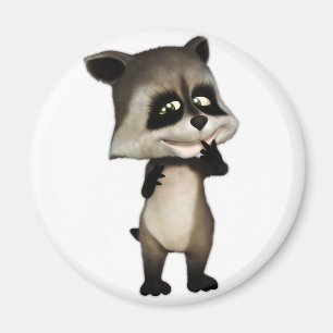 Rocky der Niedliche Cartoon Raccoon Magnet