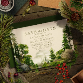 Rocky Forest Mountains | Rustic Wedding Save The Date