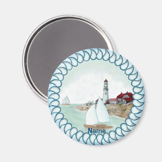 Rocky Lighthouse Magnet (Vorderseite/Rückseite)