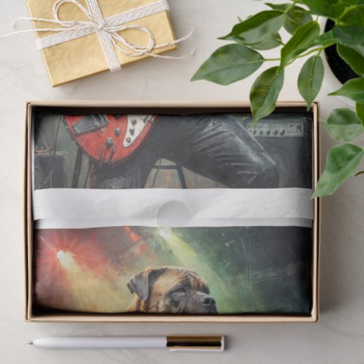 Rocky Mastiff Hund spielt Gitarre - Seidenpapier (Geschenk)