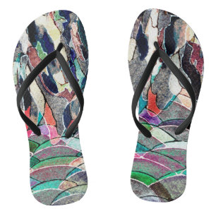 Rocky Meadow Watercolor Abstrakte Kunst Flip Flops Badesandalen