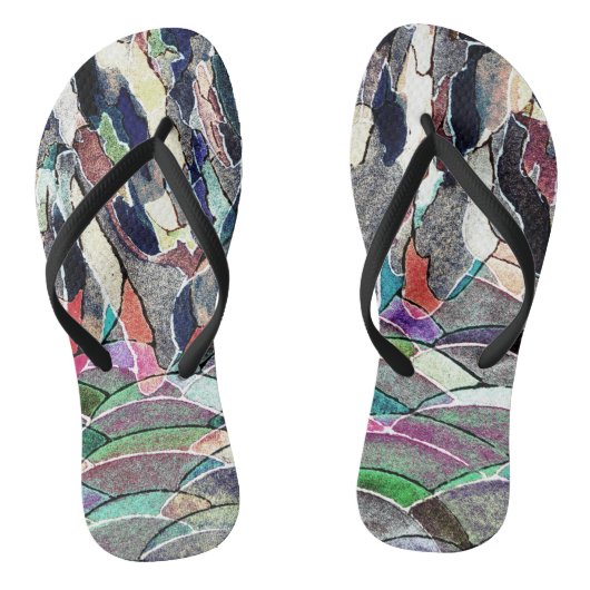 Rocky Meadow Watercolor Abstrakte Kunst Flip Flops Badesandalen (Fußbett)