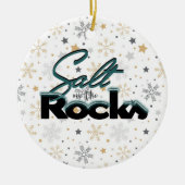 Rocky mit Weihnachtsbaum Keramik Ornament (Vorne)