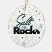 Rocky mit Weihnachtsbaum Keramik Ornament (Links)