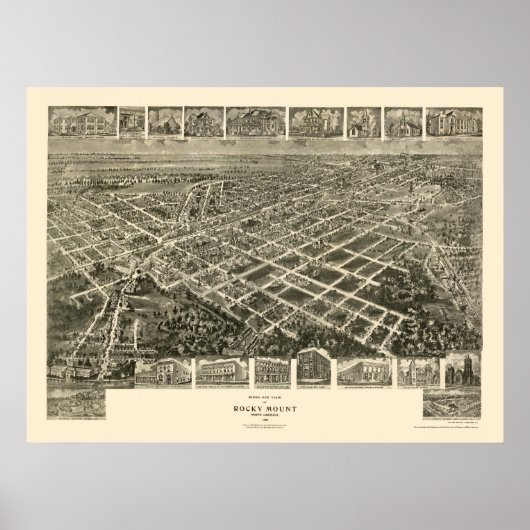 Rocky Mount, NC Panorama Karte - 1907 Poster (Vorne)
