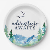 Rocky Mountain Adventure erwartet Baby Shower Pappteller (Vorderseite)
