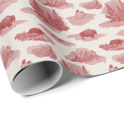 Rocky Mountain Animal Toile (Red on...) Geschenkpapier (Rolleneckpunkt)