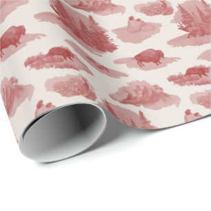 Rocky Mountain Animal Toile (Rot auf...) Geschenkpapier