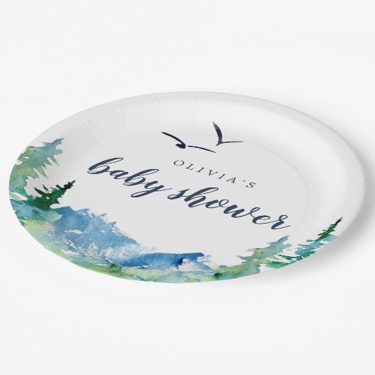 Rocky Mountain Baby Dusche Pappteller (Schrägansicht)