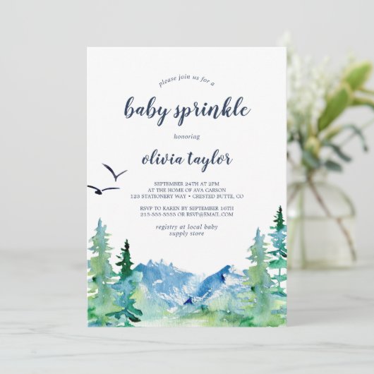 Rocky Mountain Baby Sprinkle Einladung (Stehend Vorderseite)