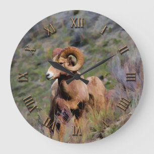 Rocky Mountain Bighorn Sheep Große Wanduhr