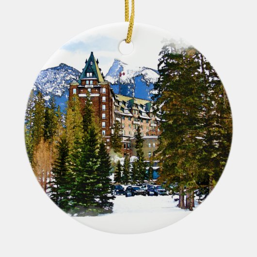 Rocky Mountain Castle - Banff Kanada Keramik Ornament (Vorne)