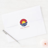 Rocky Mountain Colorado Sunset Logo Runder Aufkleber (Umschlag)