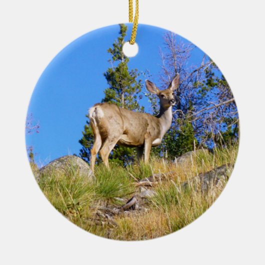 Rocky Mountain Deer Keramik Ornament (Vorne)