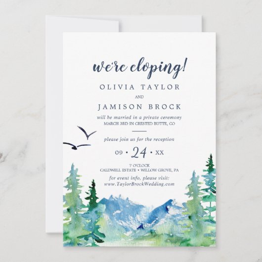 Rocky Mountain Destination Elopement Empfang Einladung (Vorderseite)