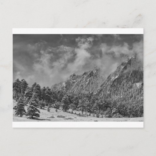 Rocky Mountain Dusting Snow Boulder Colorado BW Postkarte (Vorderseite)