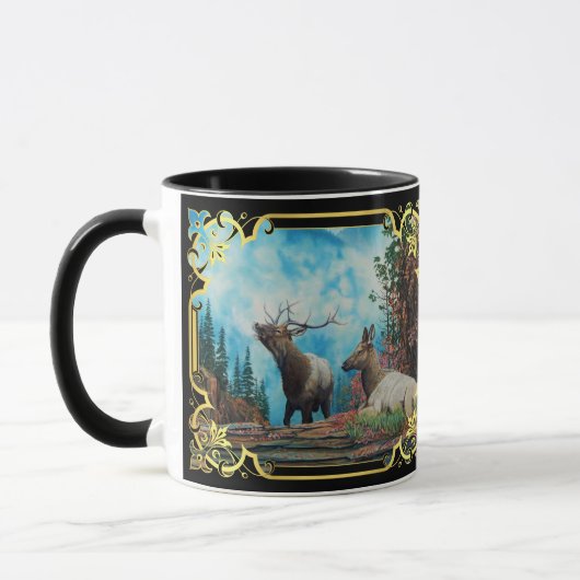 Rocky Mountain Elk, Bulle Elch bugling/extravagant Tasse (Links)