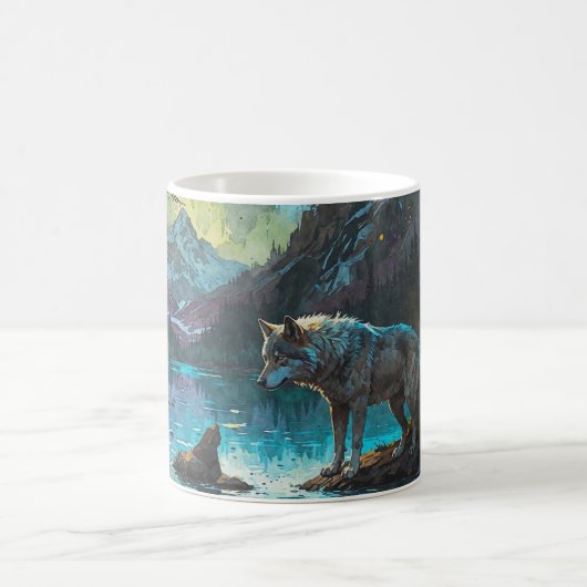 Rocky Mountain Grauer Wolf Art Kaffeetasse (Mittel)