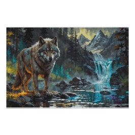 Rocky Mountain Grauer Wolf Art Poster