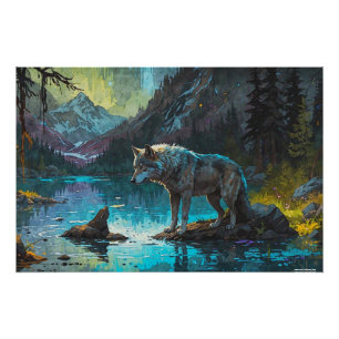 Rocky Mountain Grauer Wolf Art Poster